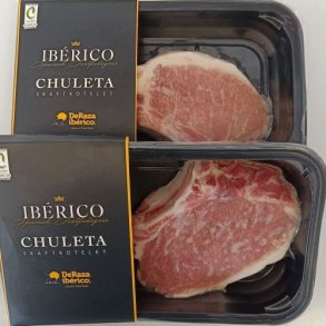 Kotelet med ben af Iberico Sortfodsgris, Cebo, ca. 180-270 gram, frost