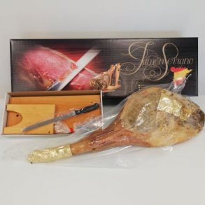 1/1 Serrano skinke m/kniv og stativ, modnet 12 til 18 mdr. 